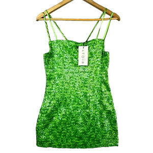 Atoir The Crystal Dream Mini Dress Womens 4 Meadow Green Sequin Garden Glam HOCO